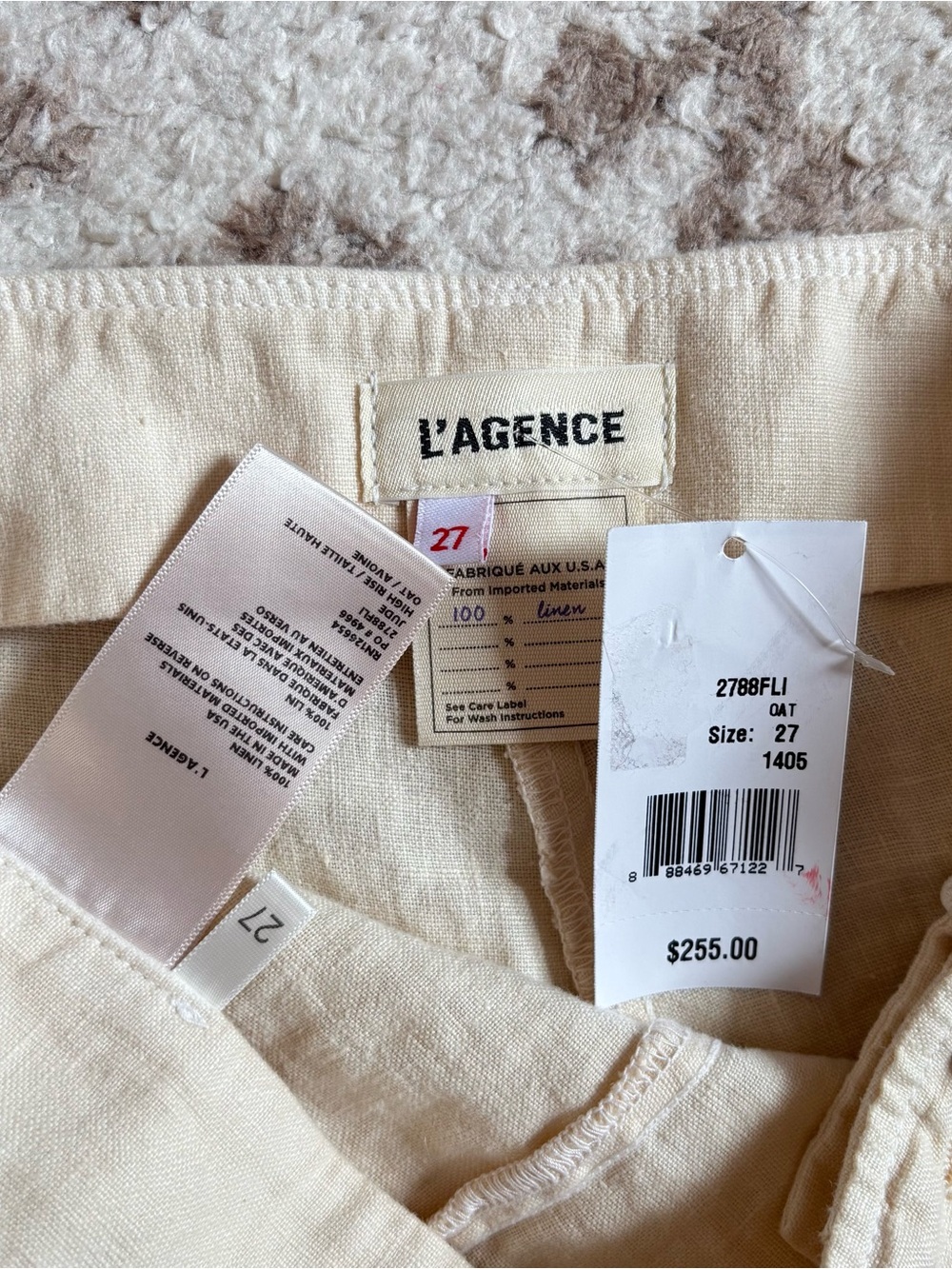 L’AGENCE NWT Linen Jude Sailor Shorts High-Rise 3” Bottoms Buttons Summer - Picture 6 of 6